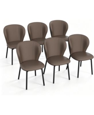 Dining Chairs Set of 6, Upholstered Faux Leather Kitchen Chairs with Backrest