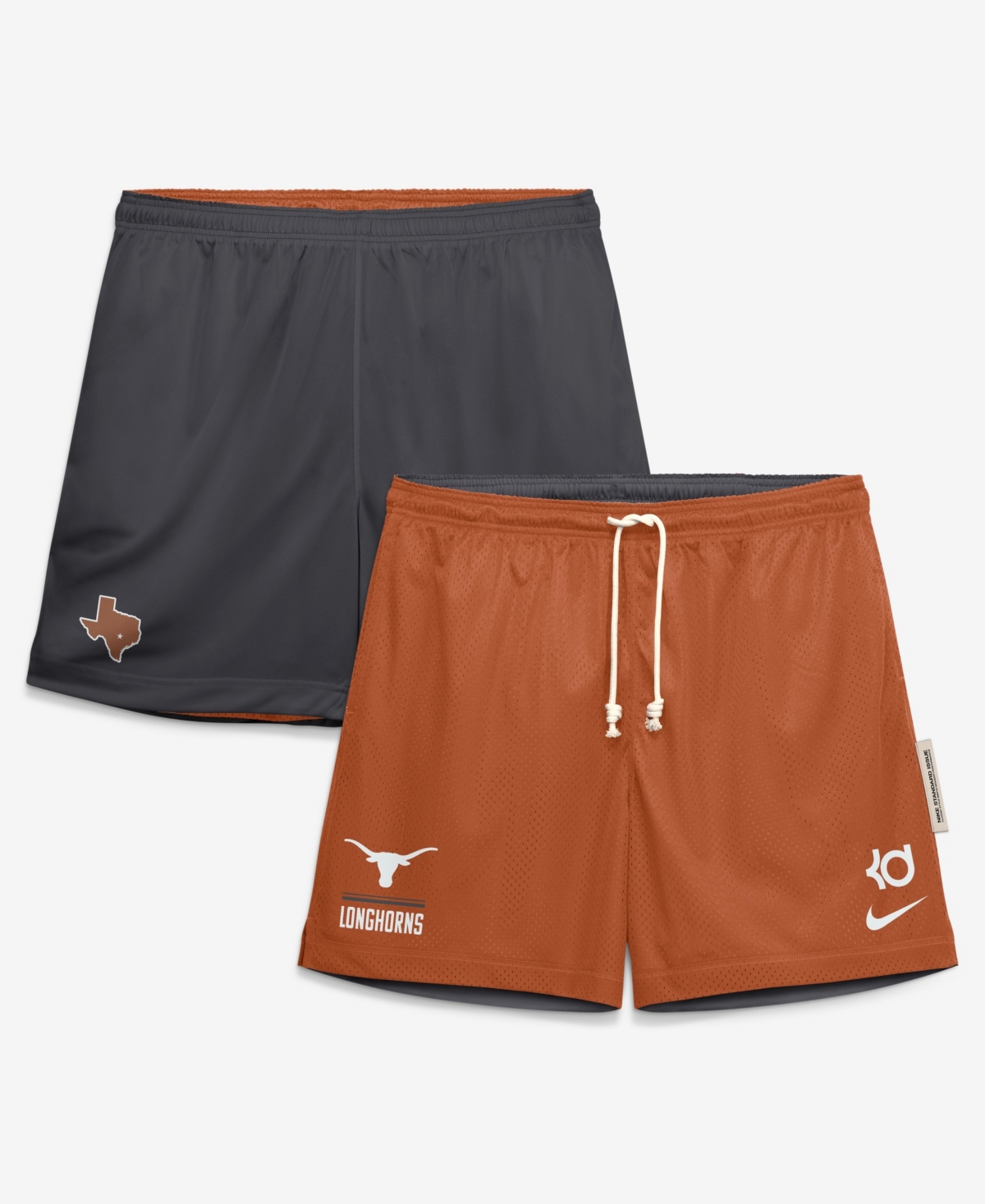 Nike Men's Kevin Durant Texas Orange/Gray Longhorns Courtside Reversible Dri-fit Shorts