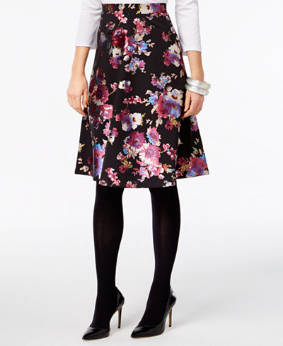 ECI Floral-Print Pull-On Skirt