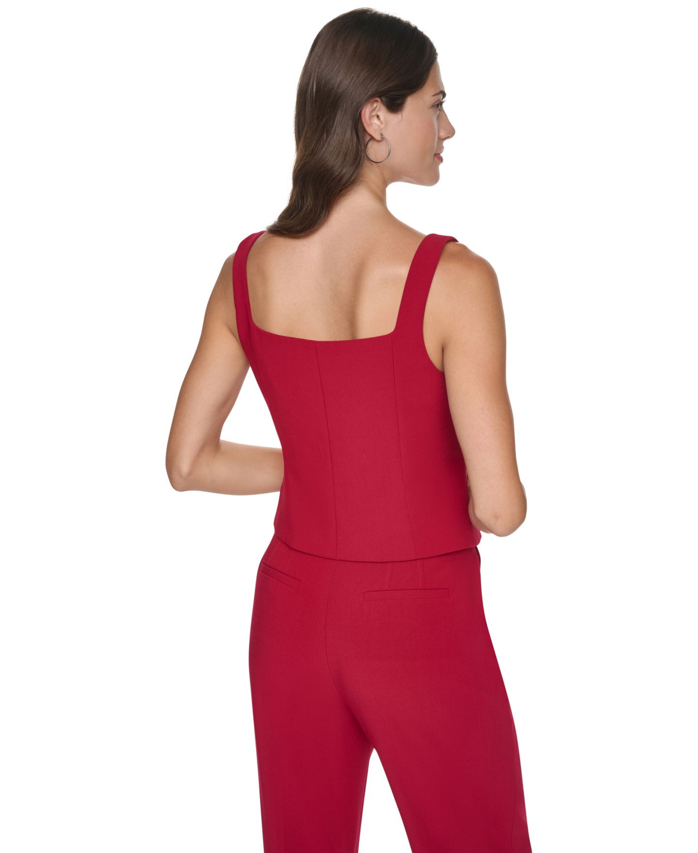 Женский жилет DKNY Foundation Trop Button-Front Fitted Square-Neck, цвет: Клюквенный — фото 7