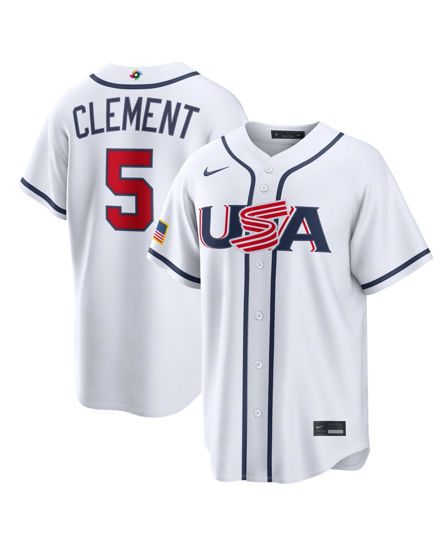 Мужской топ Nike Ernie Clement White USA Baseball 2026 World Baseball Classic Home Stadium Jersey — фото 1