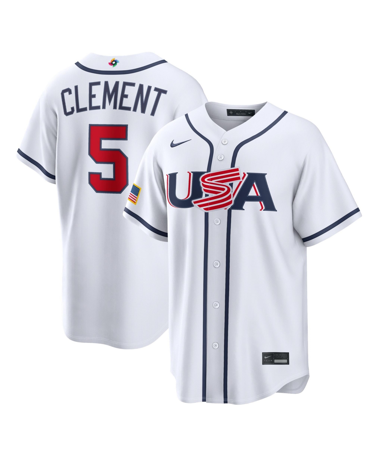 Nike Men's Ernie Clement White Usa Baseball 2026 World Classic Home Stadium Jersey