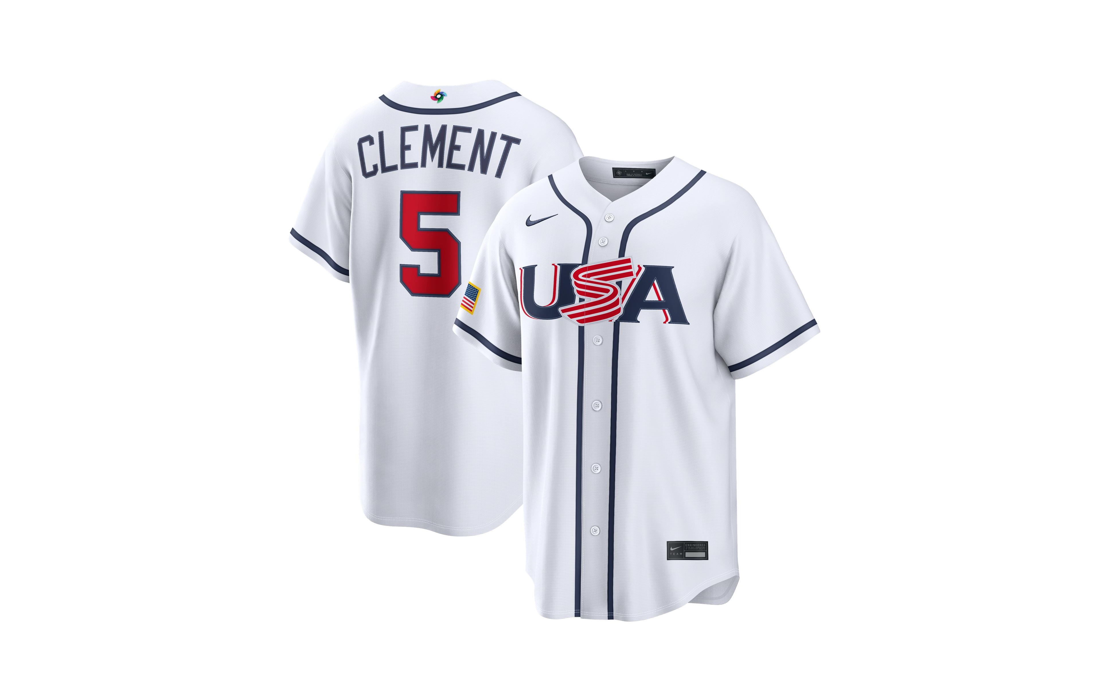 Nike Men's Ernie Clement White Usa Baseball 2026 World Classic Home Stadium Jersey