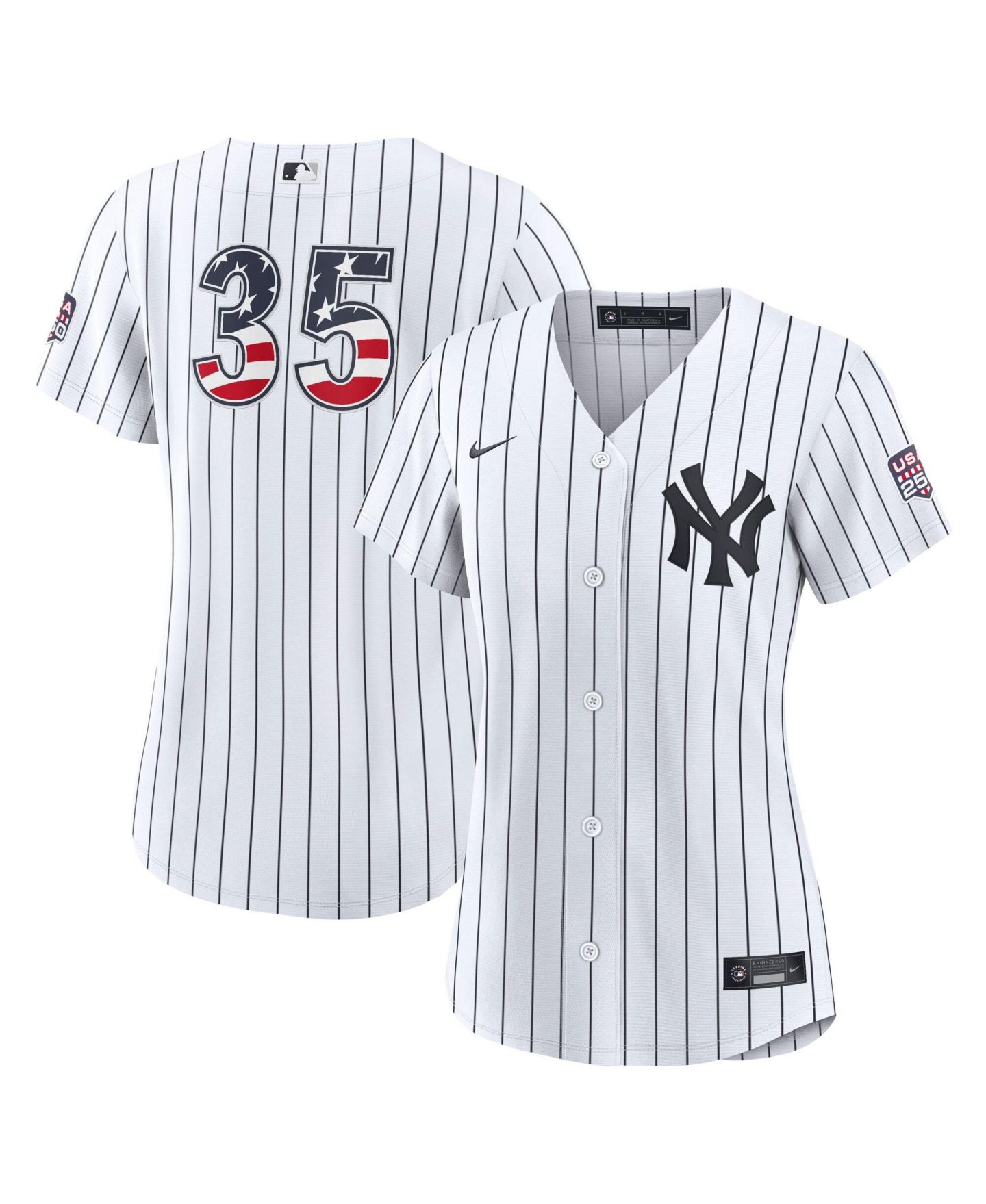 Женский топ Nike Fourth of July New York Yankees Cody Bellinger White USA 250 Stadium Jersey — фото 1