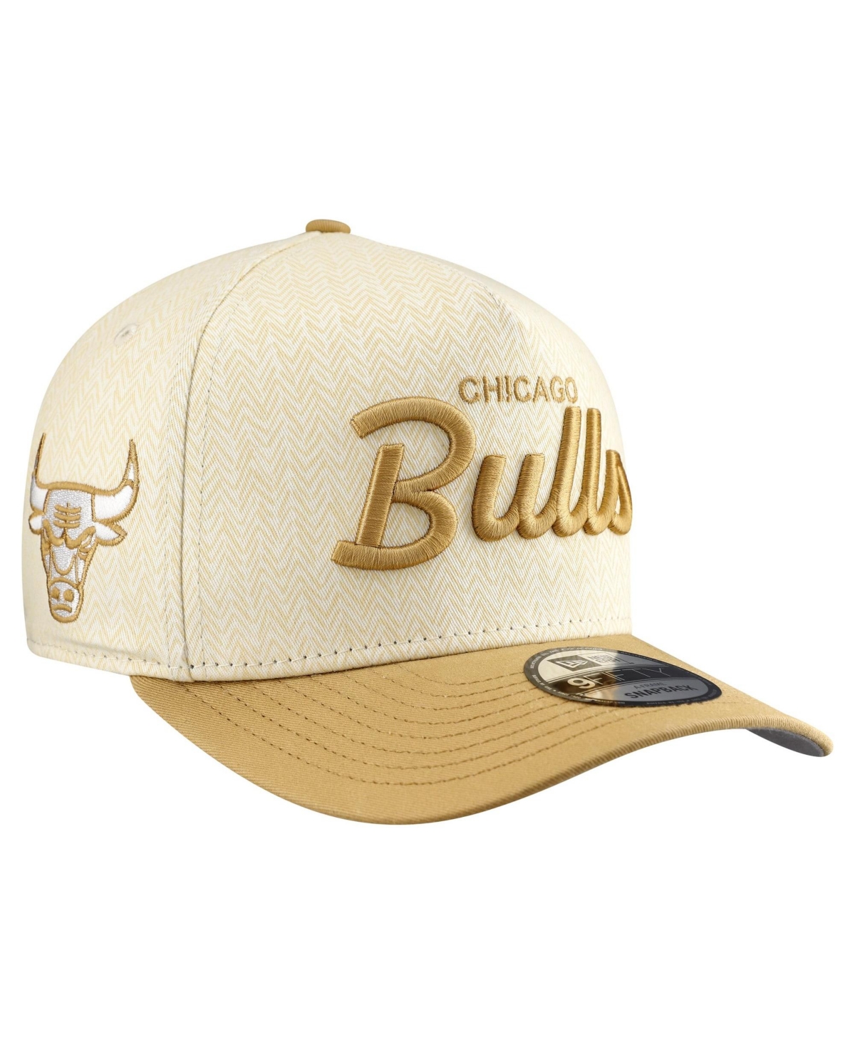 New Era Men's Cream Chicago Bulls Herringbone 9FIFTY A-Frame Snapback Hat - Cream