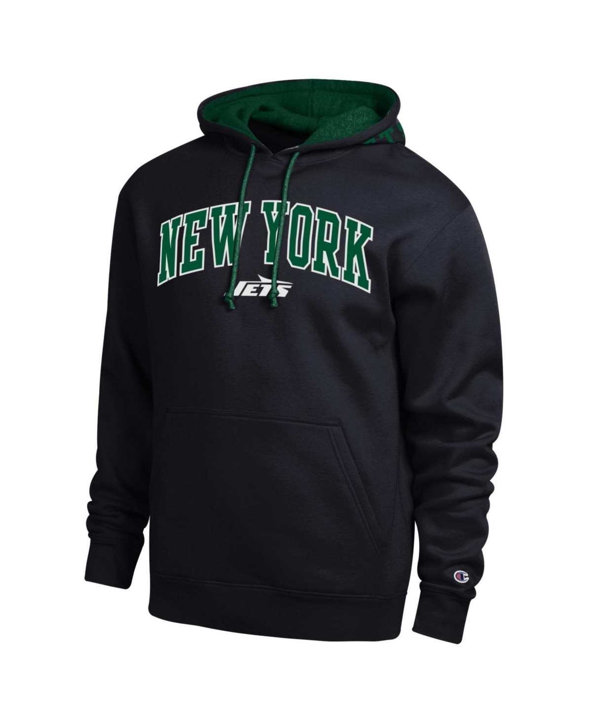 Champion Men's Black/Green New York Jets Contrast Hoodie