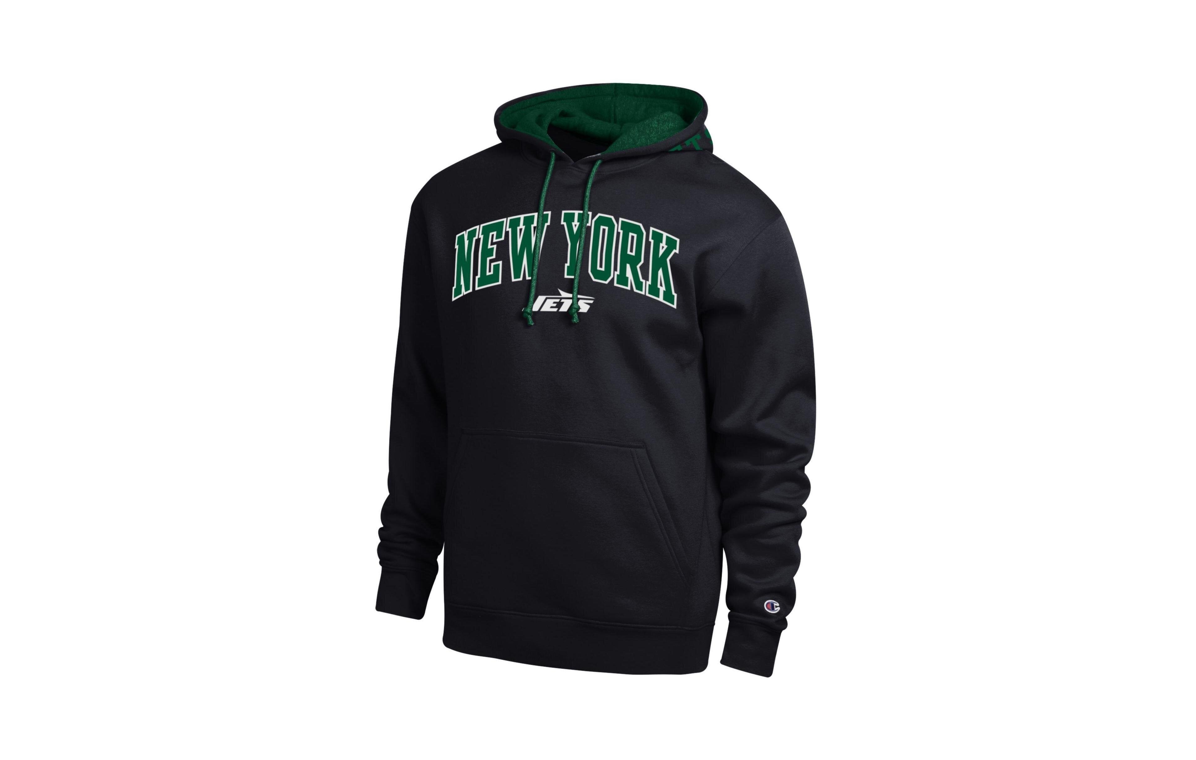 Champion Men's Black/Green New York Jets Contrast Hoodie