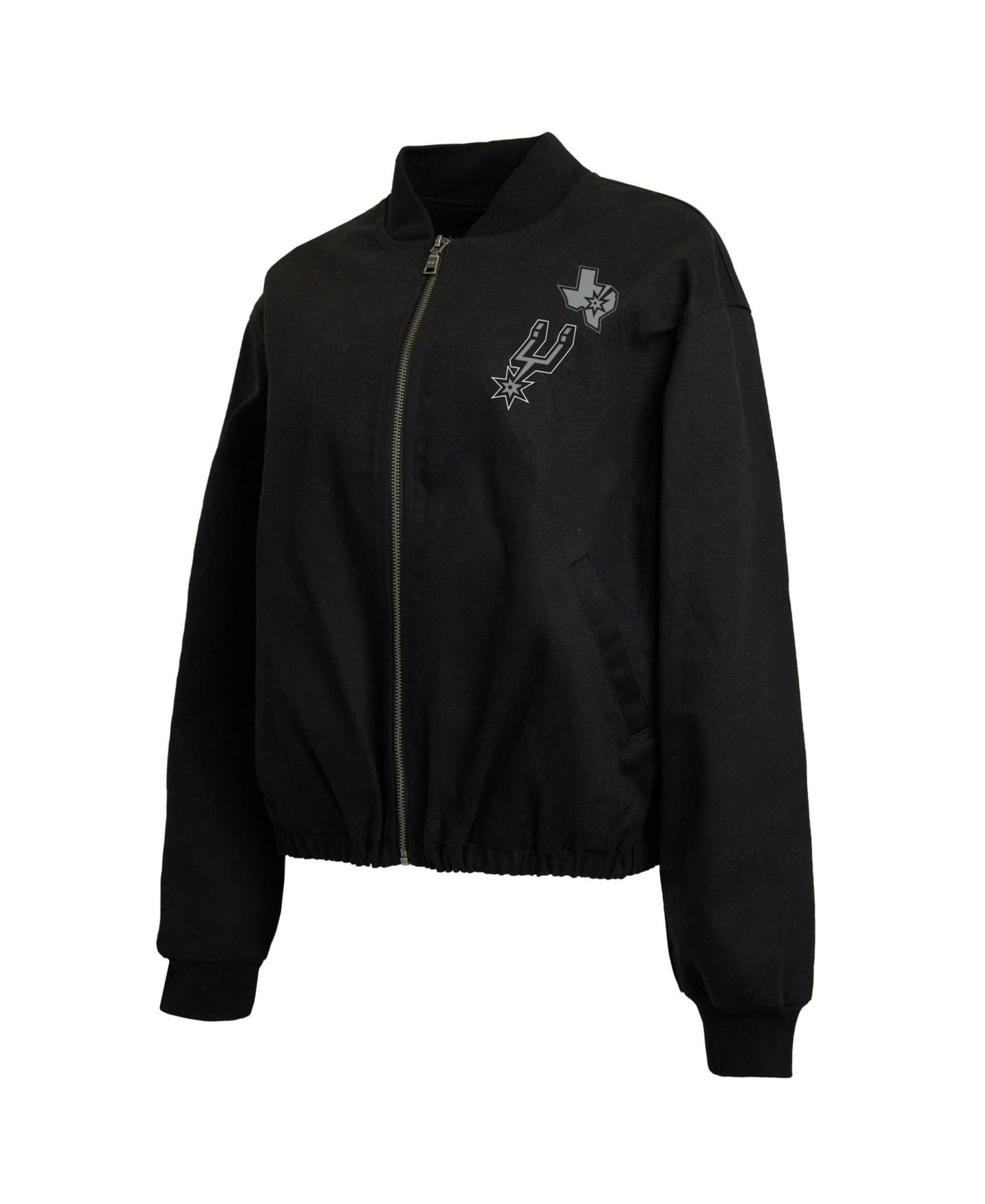 Женская куртка WEAR by Erin Andrews Black San Antonio Spurs Denim Full-Zip Bomber — фото 2