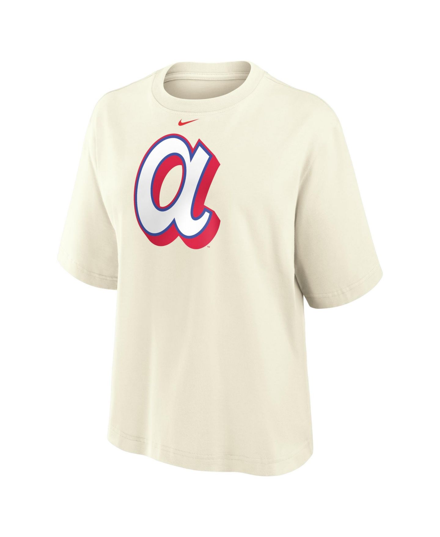 Женская футболка Nike Cream Atlanta Braves Premium Essentials Relaxed Boxy — фото 4