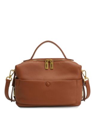 Women's Pebbled Leather Top Handle Satchel Bag Convertible Medium Size Soft Crossbody Purse