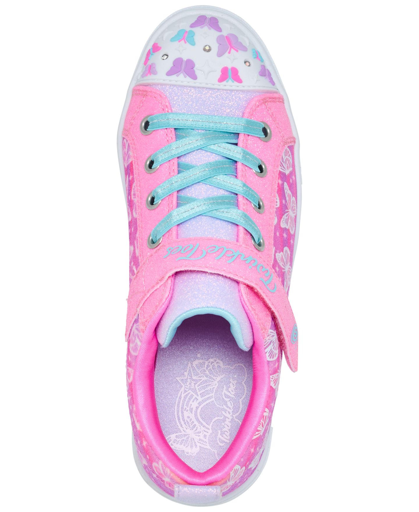 Детские кроссовки Skechers Little Kids' Twinkle Toes: Twinkle Sparks - Ombre Flutter Stay-Put Light-Up Casual, цвет: Розовый / Разноцветный — фото 5