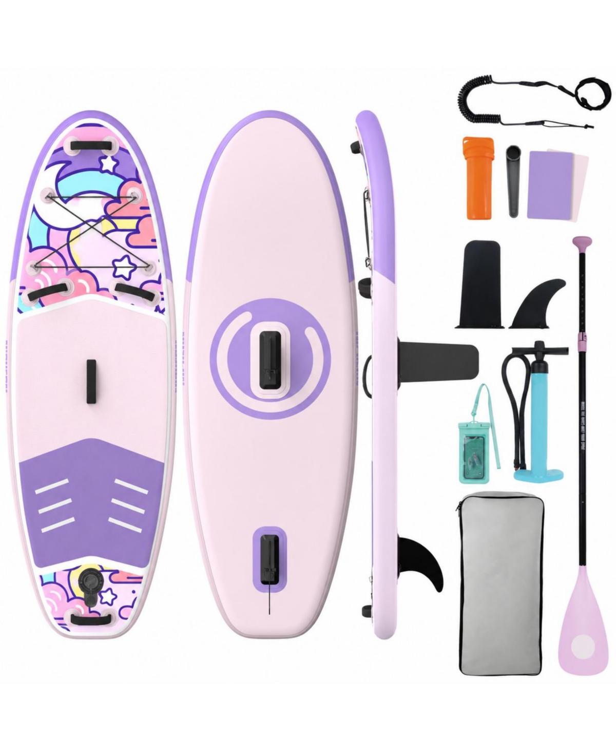 Furlihong 10 Foot Inflatable Stand Up Paddle Board Ultra Light Stable Beginner Friendly with Complete Accessories - Light purple
