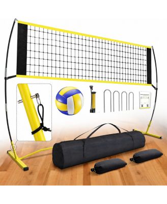 Portable Volleyball Net Set 4 Adjustable Heights Quick Setup Includes Volleyball