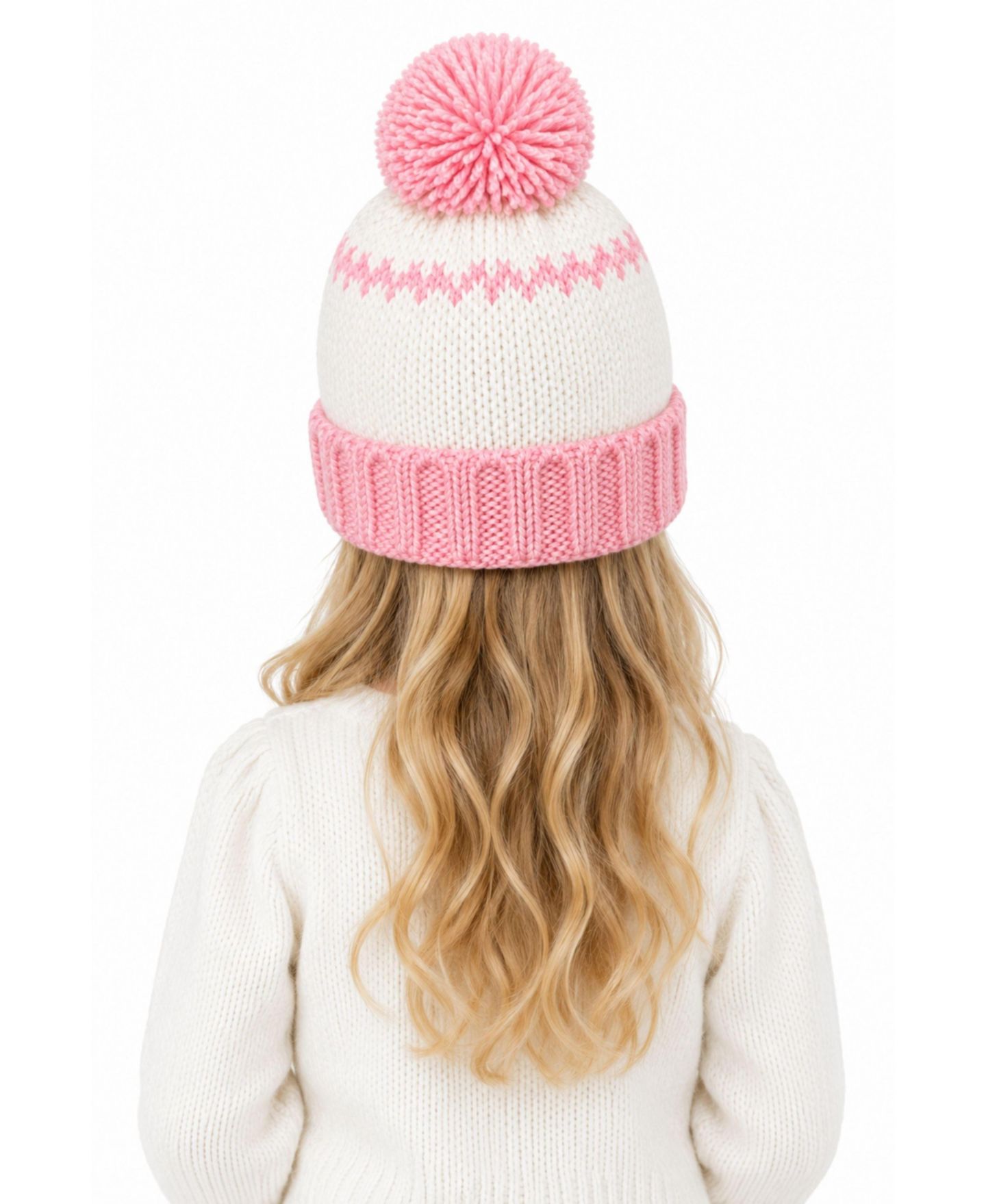 Шапка Bits & Bows Holiday Wreath Pom Beanie для девочек, цвет: Розовый / Белый — фото 4