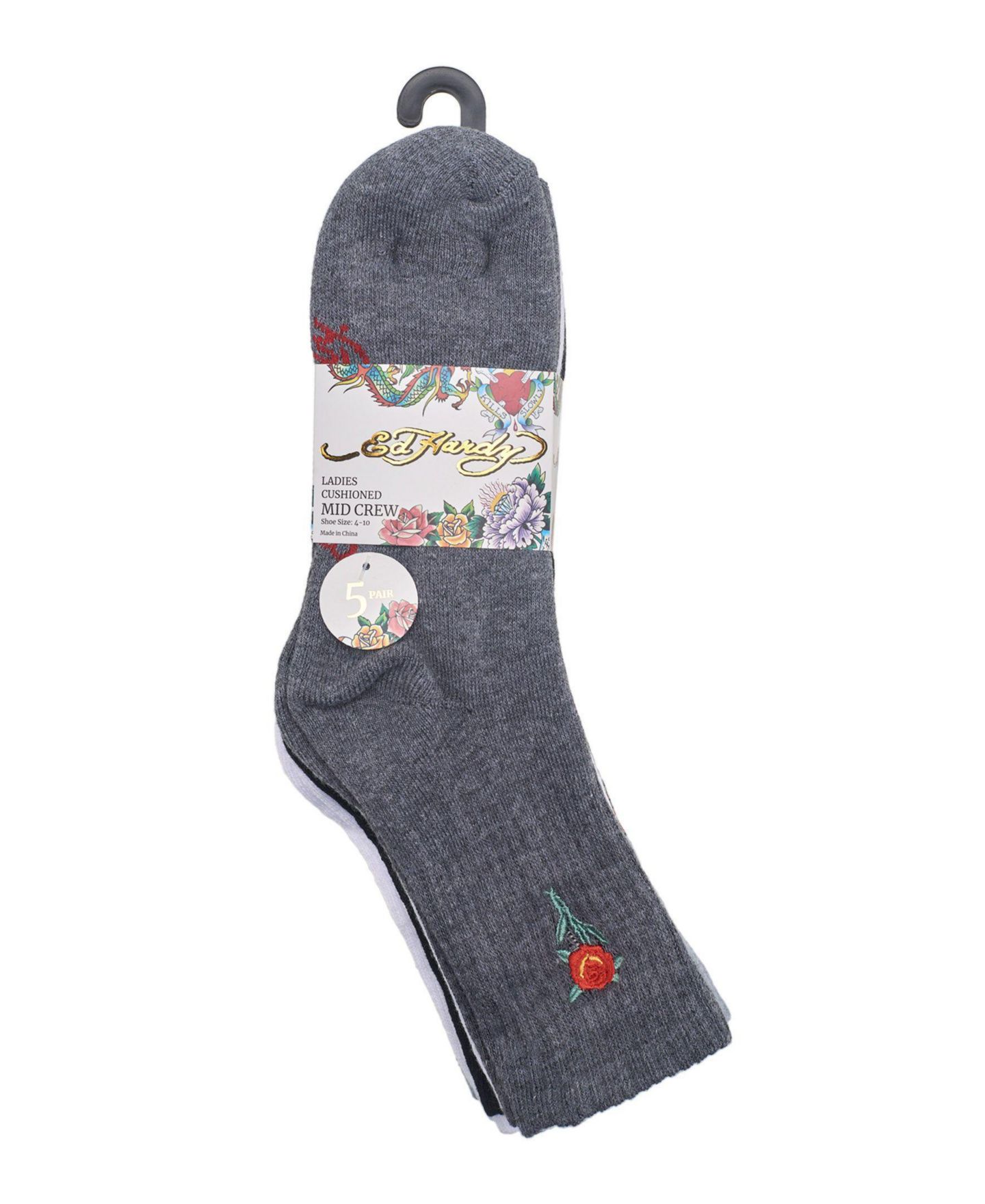 Носки, средней высоты, с амортизацией, 5 шт. — Ed Hardy, цвет: Угольный чёрный — фото 2