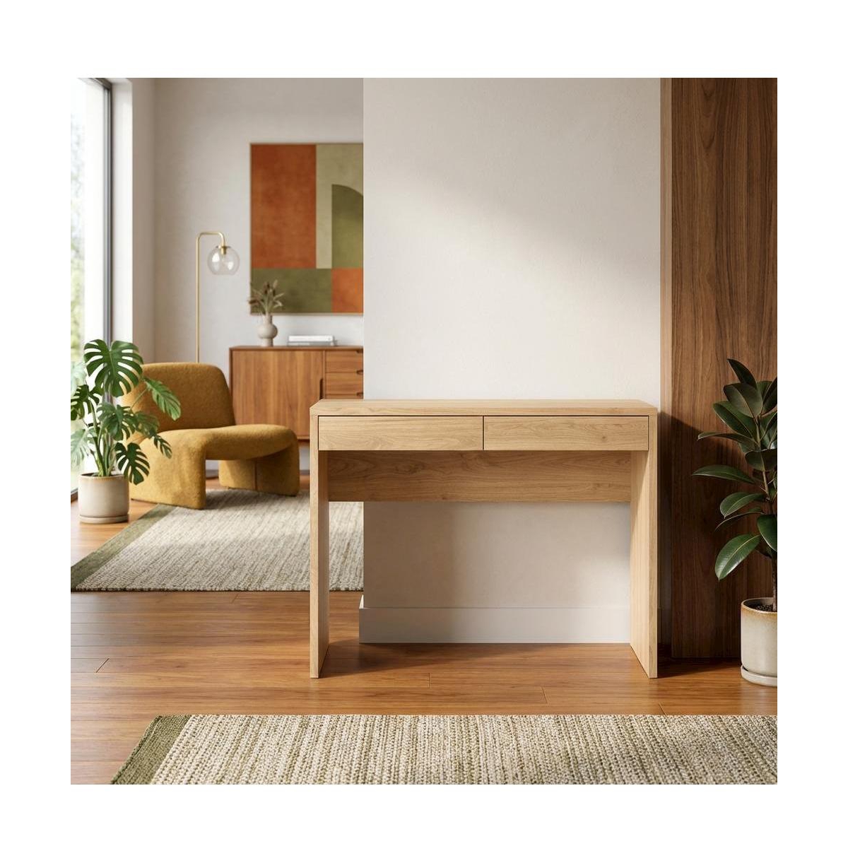 FurniFact Modern 2-Drawer Computer Desk for Home Office or Study Table - Jackson hickory