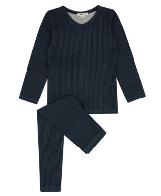 Boys' 4-20 Long-Sleeve Waffle-Textured Knit Ombre-Printed Top and Pants, 2-Piece Set