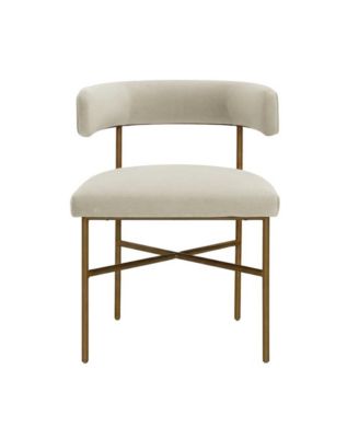 Cream Velvet Dining Chair with Gold Legs and Fiber-Wrapped Foam Seat
