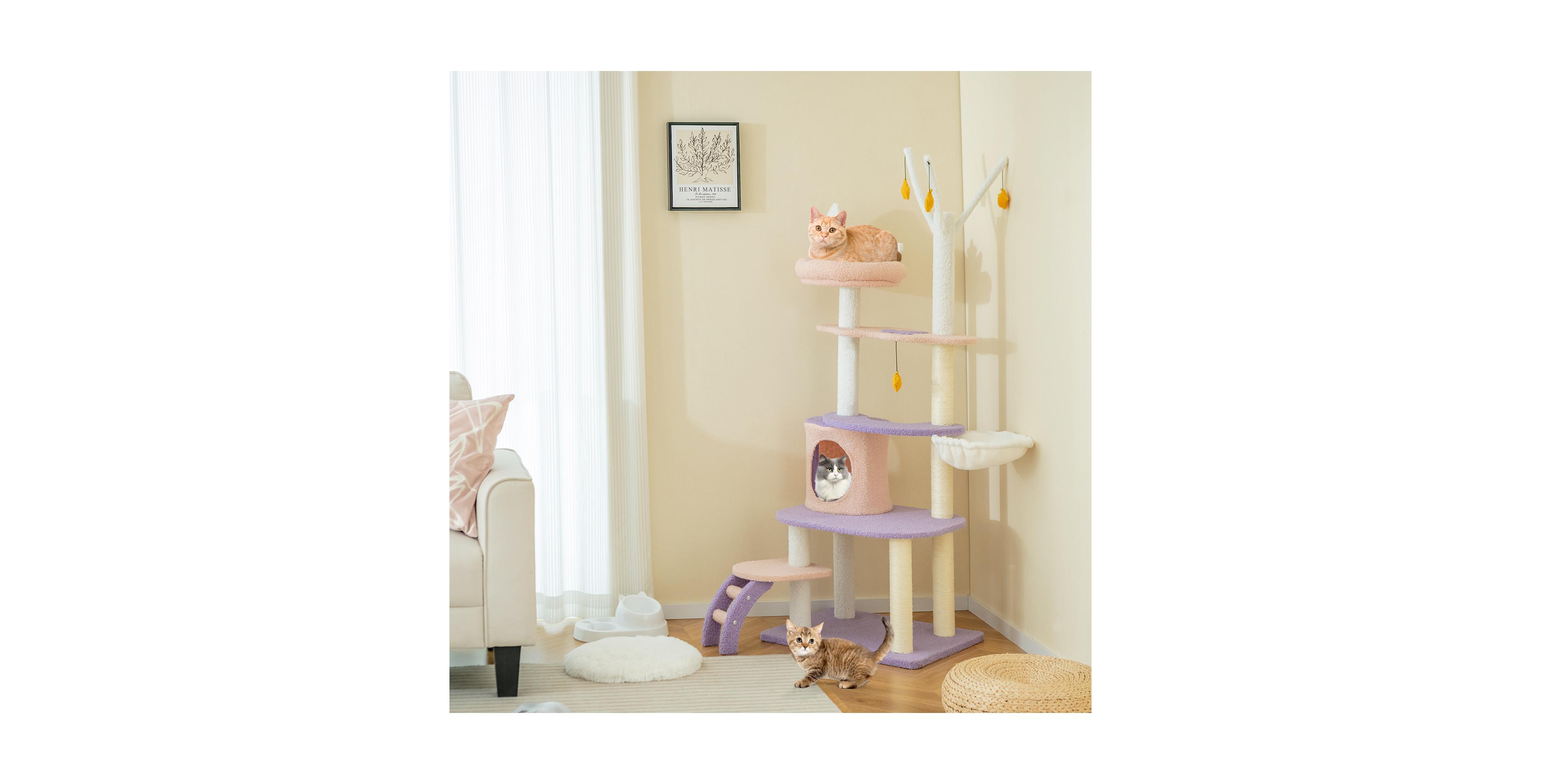 Zeny Multi-Level Cat Tower with Sisal Covered Scratching Posts