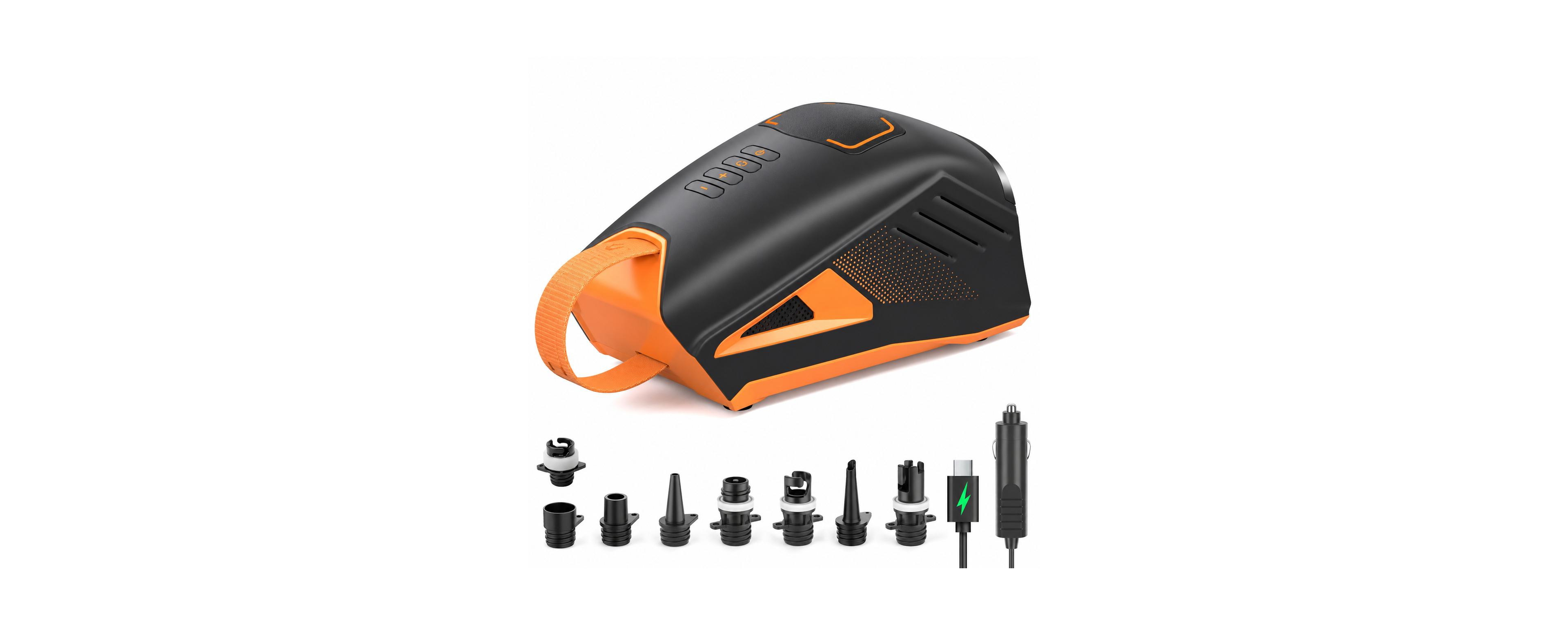 Furlihong Rechargeable Electric Sup Pump Fast Inflation 74wh Battery Max 20psi Auto Off 8 Nozzles