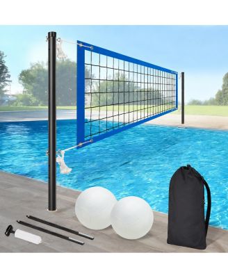 Adjustable Inground Pool Volleyball Net Set With Aluminum Poles Waterproof Oxford Cover