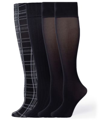 Women's Sheer Ribbed Knee-High Socks, 4-Pack