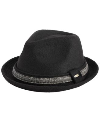 Men's Solid Heather Wool-Blend Snap-Brim Herringbone Fedora