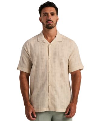 Men's Linen-Blend Camp-Collar Short-Sleeve Classic-Fit Shirt