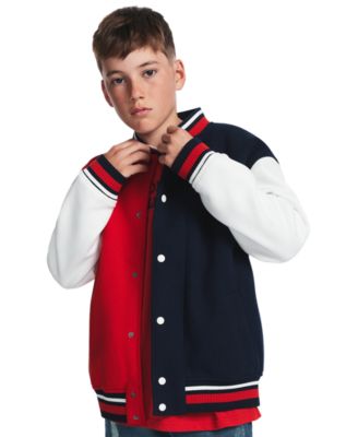 Boys' 8-20 Striped-Ribbed Colorblock Bomber Jacket
