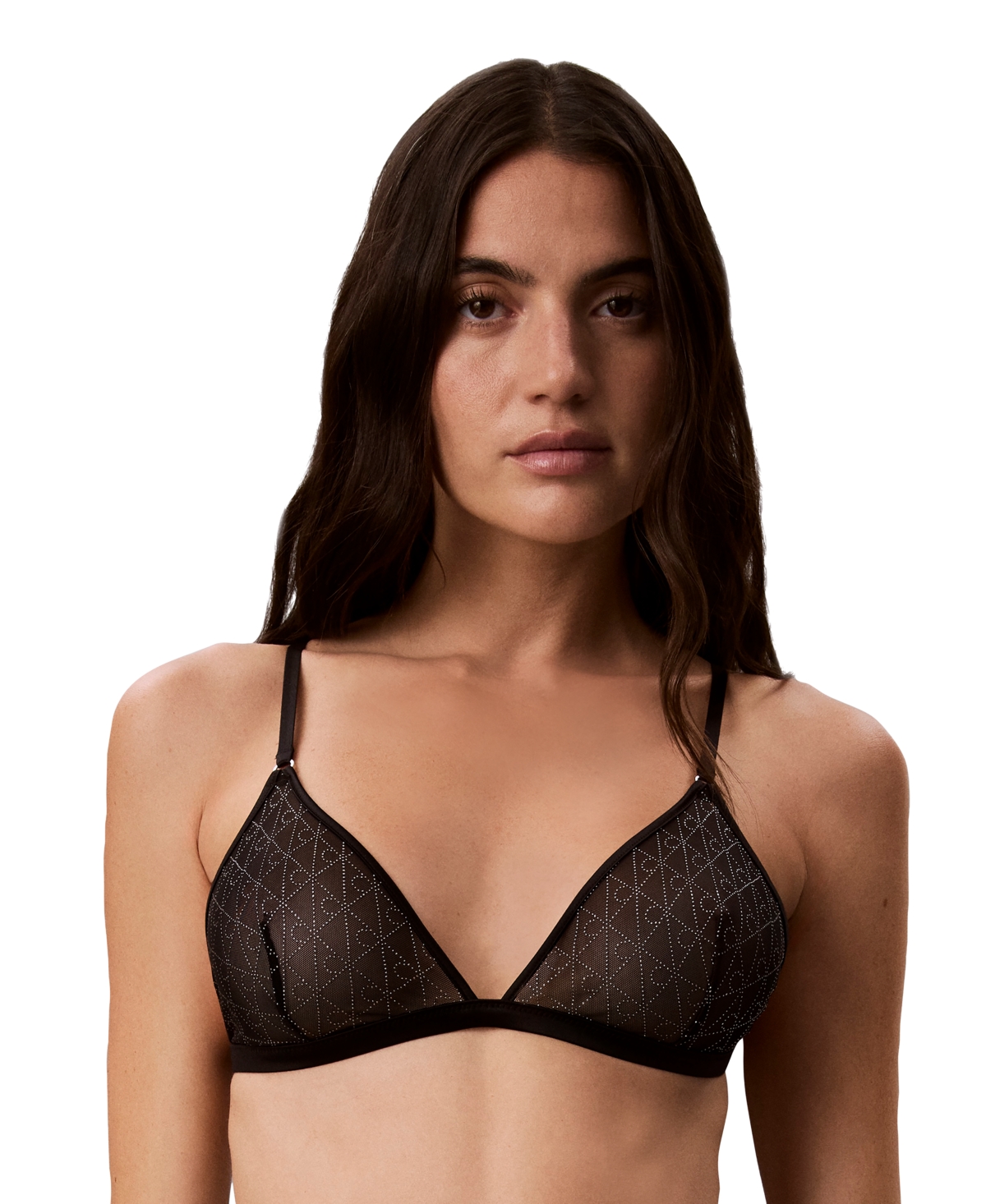 Calvin Klein Women's Minimalist Emblem Unlined Mesh Triangle Bra, QF8953 - Black