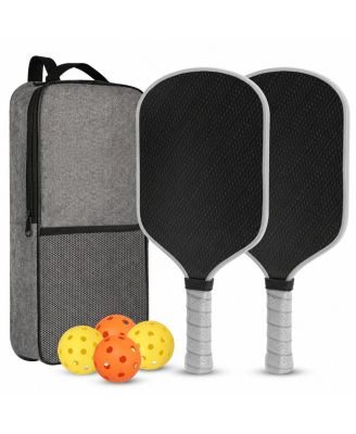 2 Pickleball Paddles Set Lightweight Fiberglass Beginner Friendly