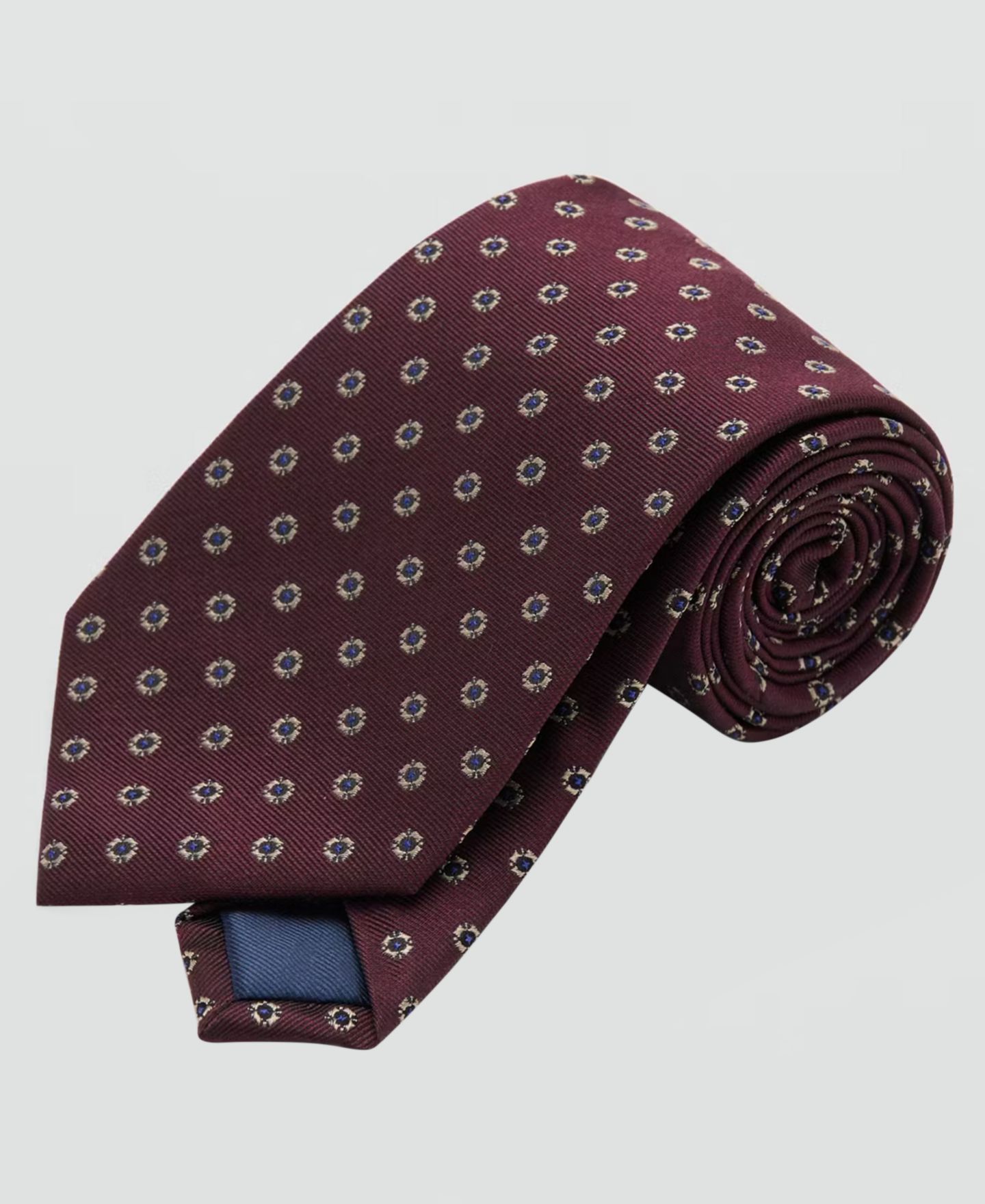 Мужской галстук MANGO Geo8 Printed Silk-Blend Tie, цвет: Бордовый — фото 3