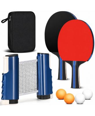 2 Player Ping Pong Paddles Set With Table Tennis Net Balls And Carry Case For Indoor Outdoor Family Fun