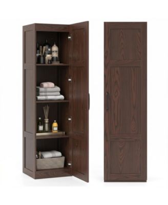 Narrow Tall Storage Cabinet with 4 Storage Shelves