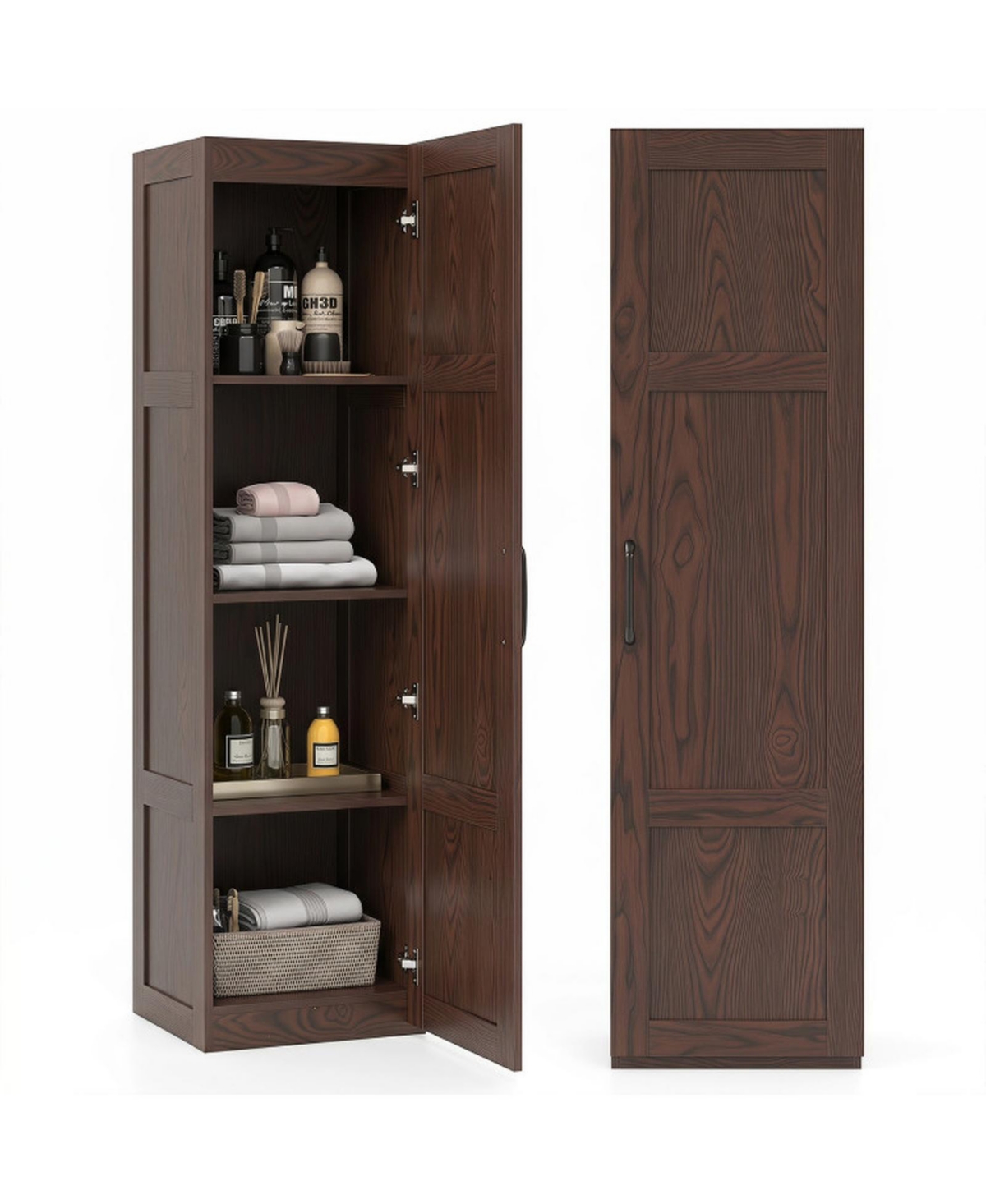 Sugift Narrow Tall Storage Cabinet with 4 Storage Shelves