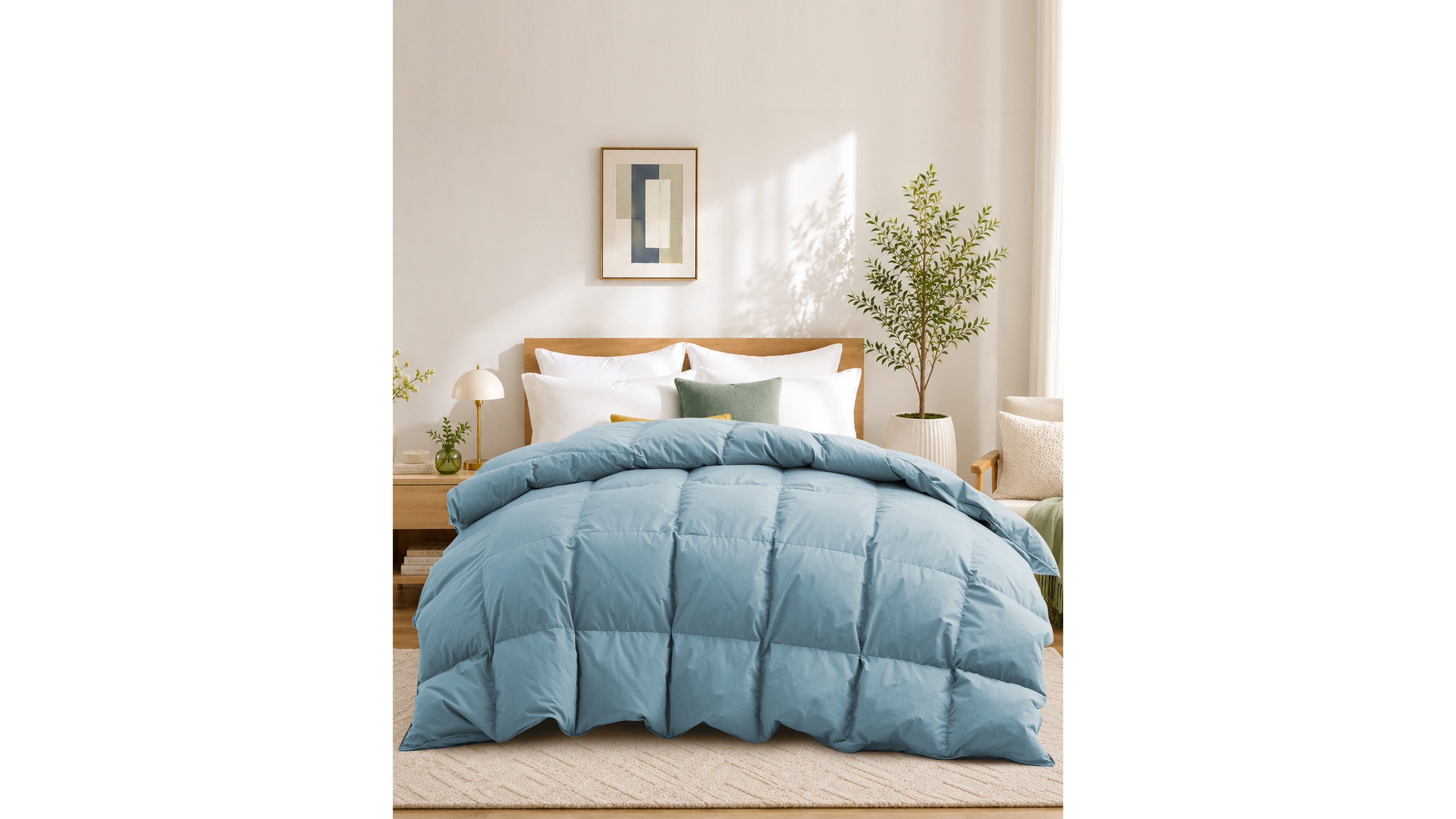 Unikome 300 Thread Count Cotton All-Season Goose Feather Comforter, King