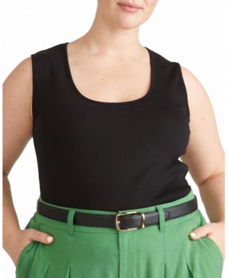 Plus Size Daisy Fitted Ribbed Cotton-Blend Tank Top