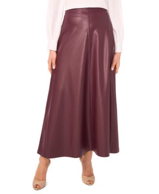 Women's Faux-Leather Seamed Maxi Skirt