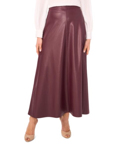 Женская юбка Vince Camuto Faux-Leather Seamed Maxi, цвет: Виноградный винный