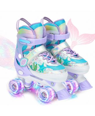 Adjustable Mermaid Kids Roller Skates Light Up Wheels Beginner Skates