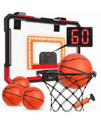 Indoor Over The Door Mini Basketball Hoop Set With 4 Balls For Kids Teens Adults