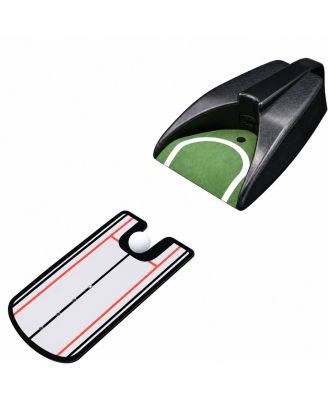 Golf Putting Training Aid Set With Automatic Ball Return Cup Alignment Mirror