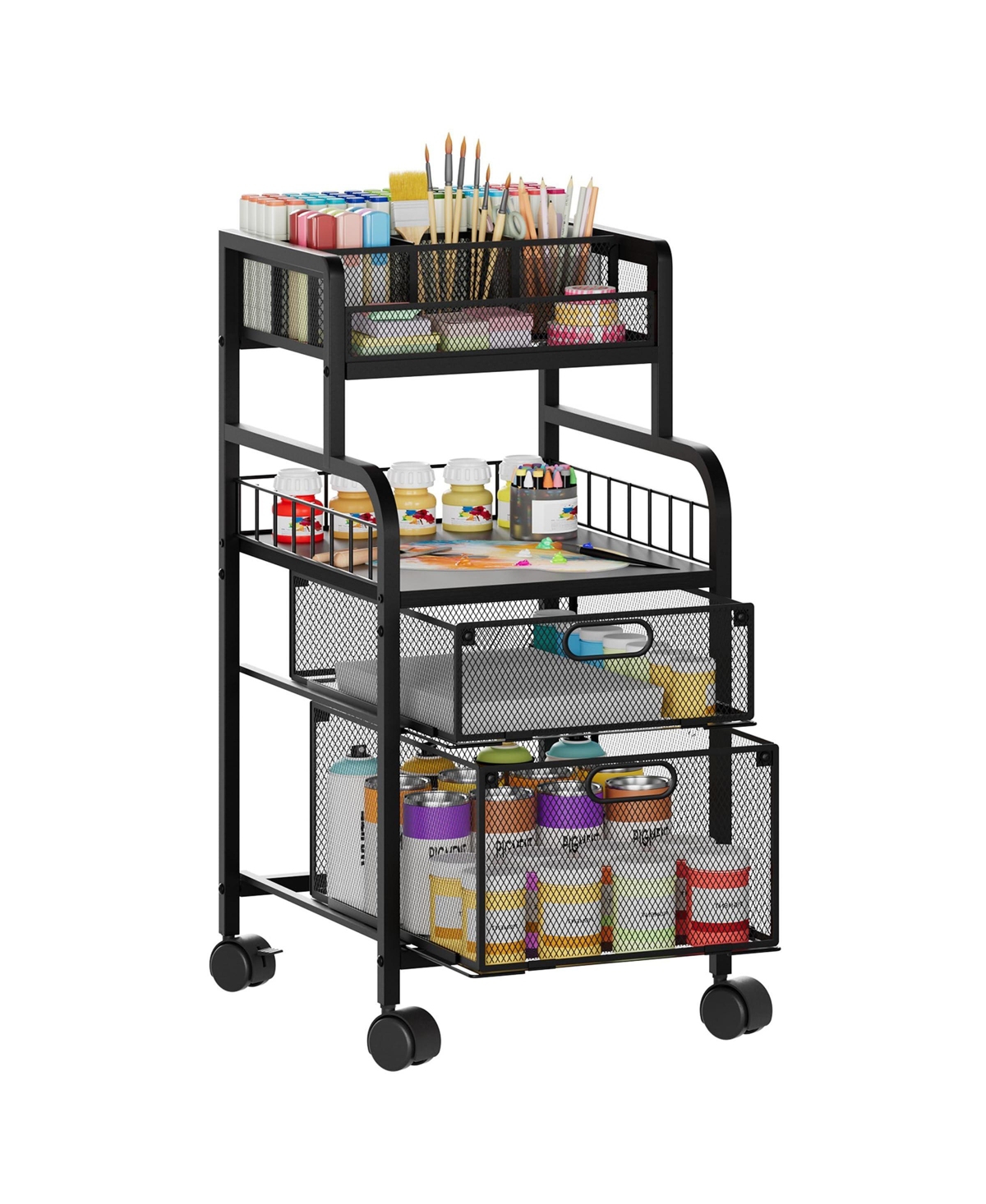 Aeelike Rolling Craft Storage Cart With Lockable Wheels Drawers For Artists Diy Supplies