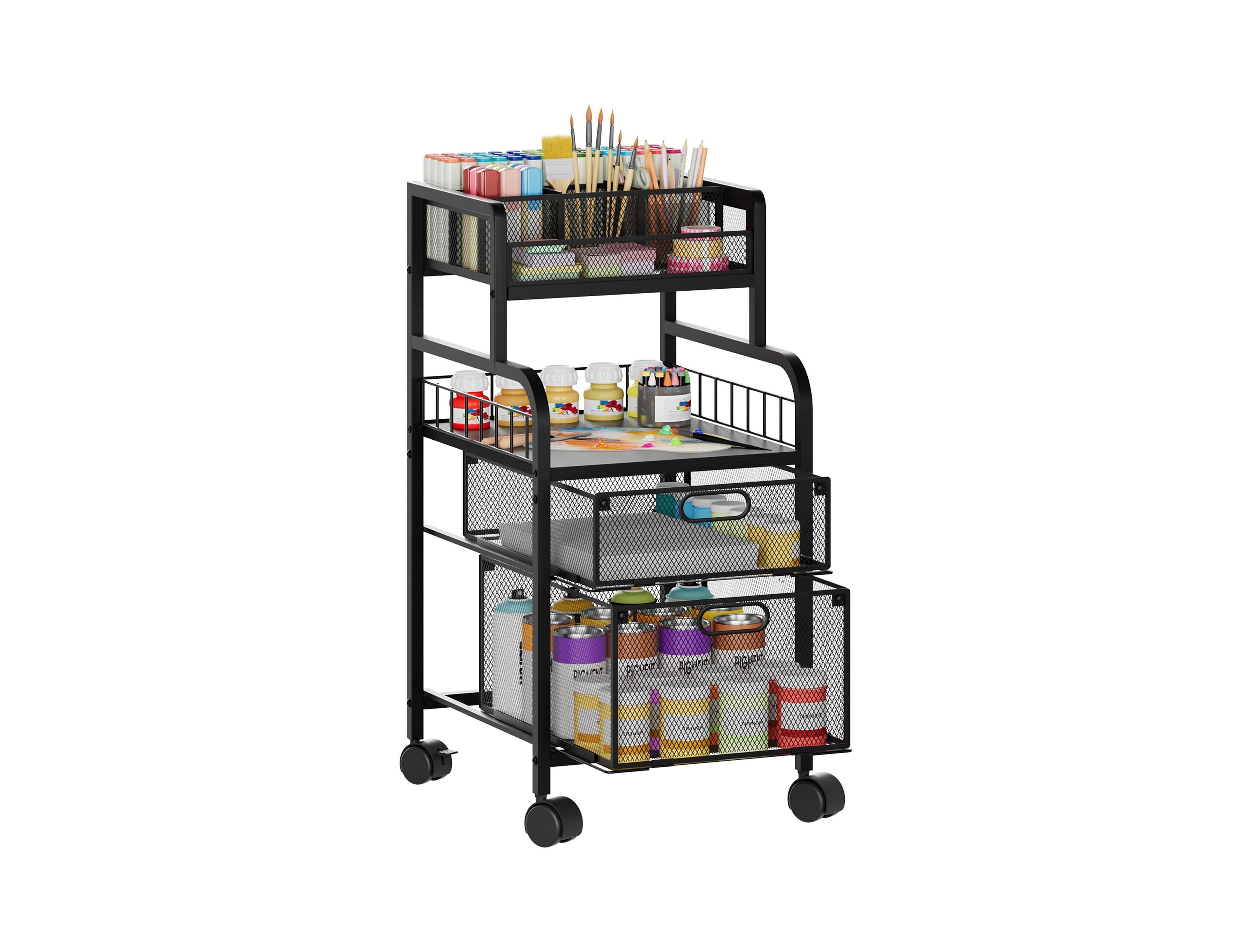 Aeelike Rolling Craft Storage Cart With Lockable Wheels Drawers For Artists Diy Supplies