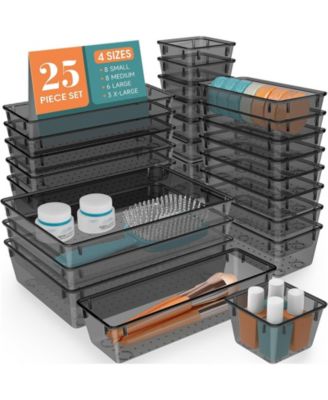 Clear Plastic Drawer Organizer Bins 25 Pack Stackable Storage Set