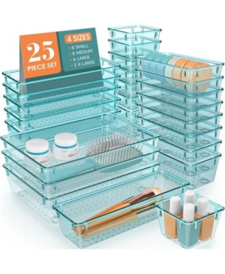 Clear Plastic Drawer Organizer Bins 25 Pack Stackable Storage Set