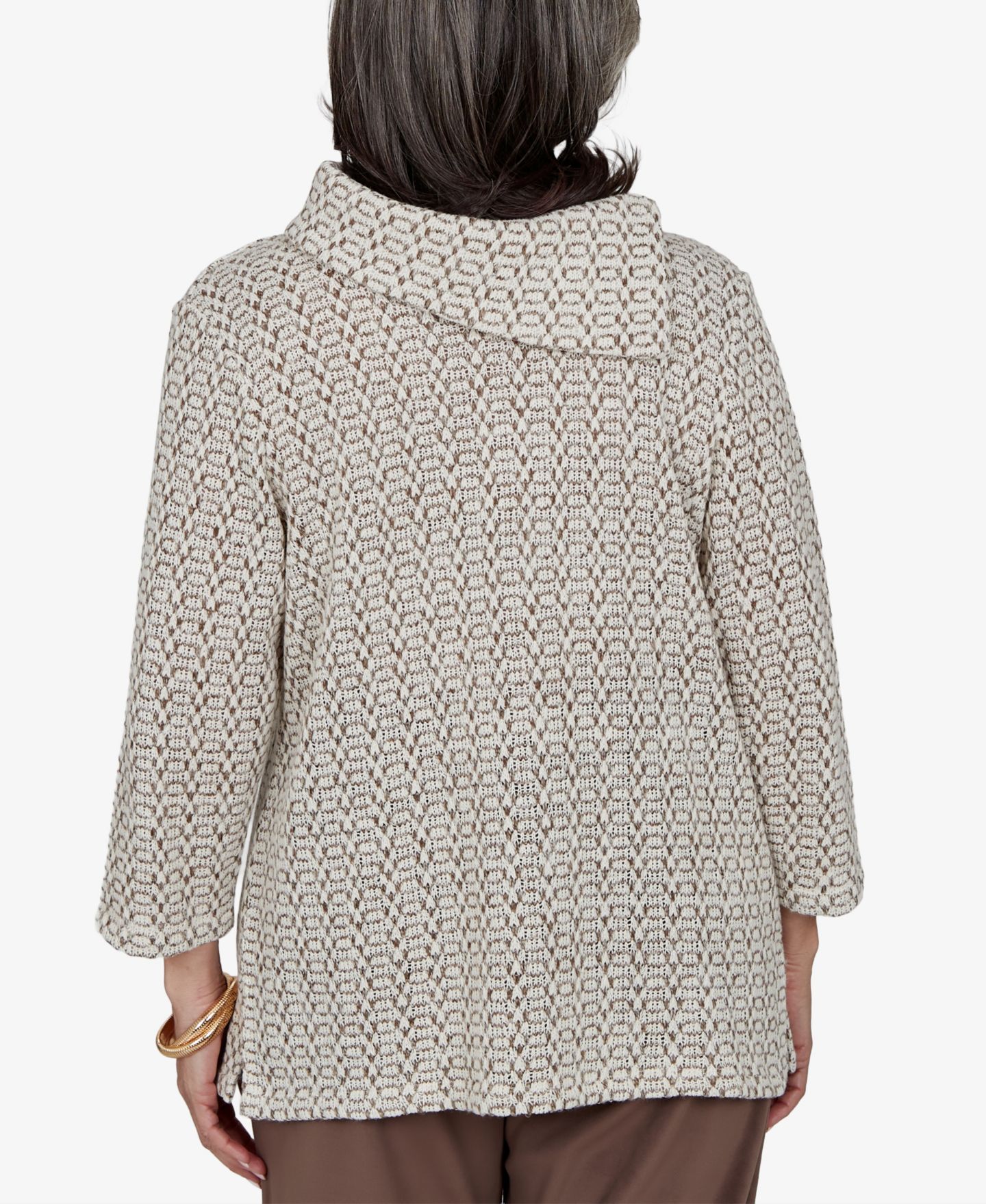Женская блузка Alfred Dunner Cowl Neck 3/4-Sleeve, цвет: Коричневый разноцветный — фото 5
