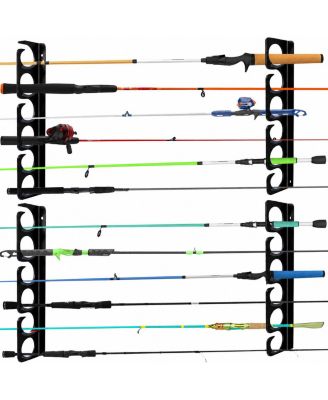 Heavy Duty Metal Fishing Pole Rack Wall Ceiling Mount Organizer