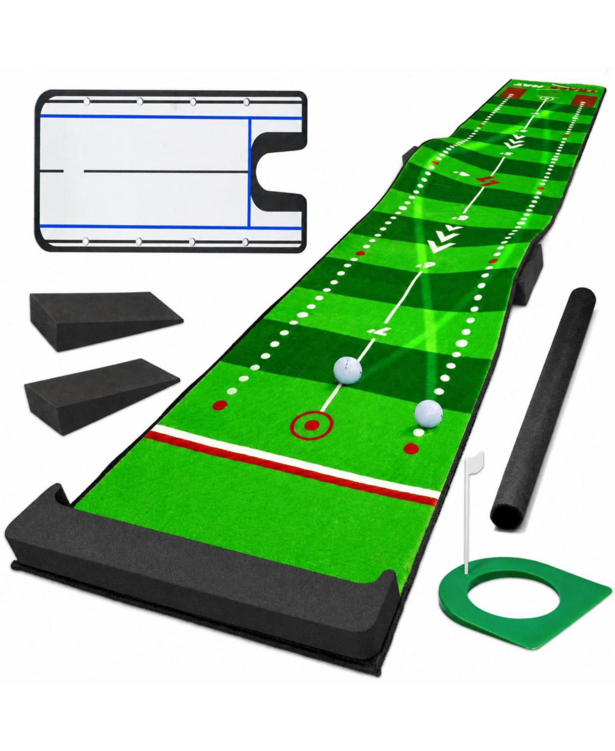 Magicorange Golf Putting Mat Trajectory Tracing Alignment Mirror Adjustable Slopes Indoor Outdoor