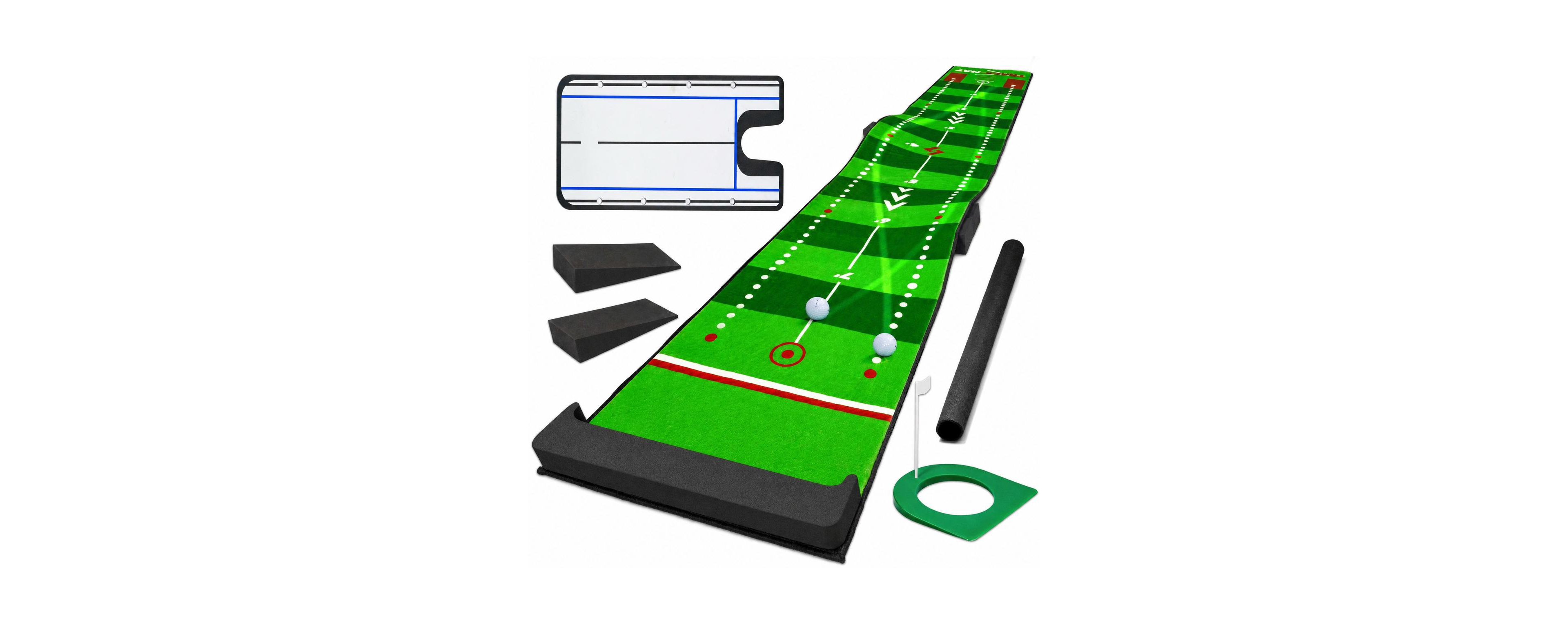 Magicorange Golf Putting Mat Trajectory Tracing Alignment Mirror Adjustable Slopes Indoor Outdoor
